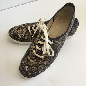 Rifle Paper Co x Keds Black and Gold Floral Shoes